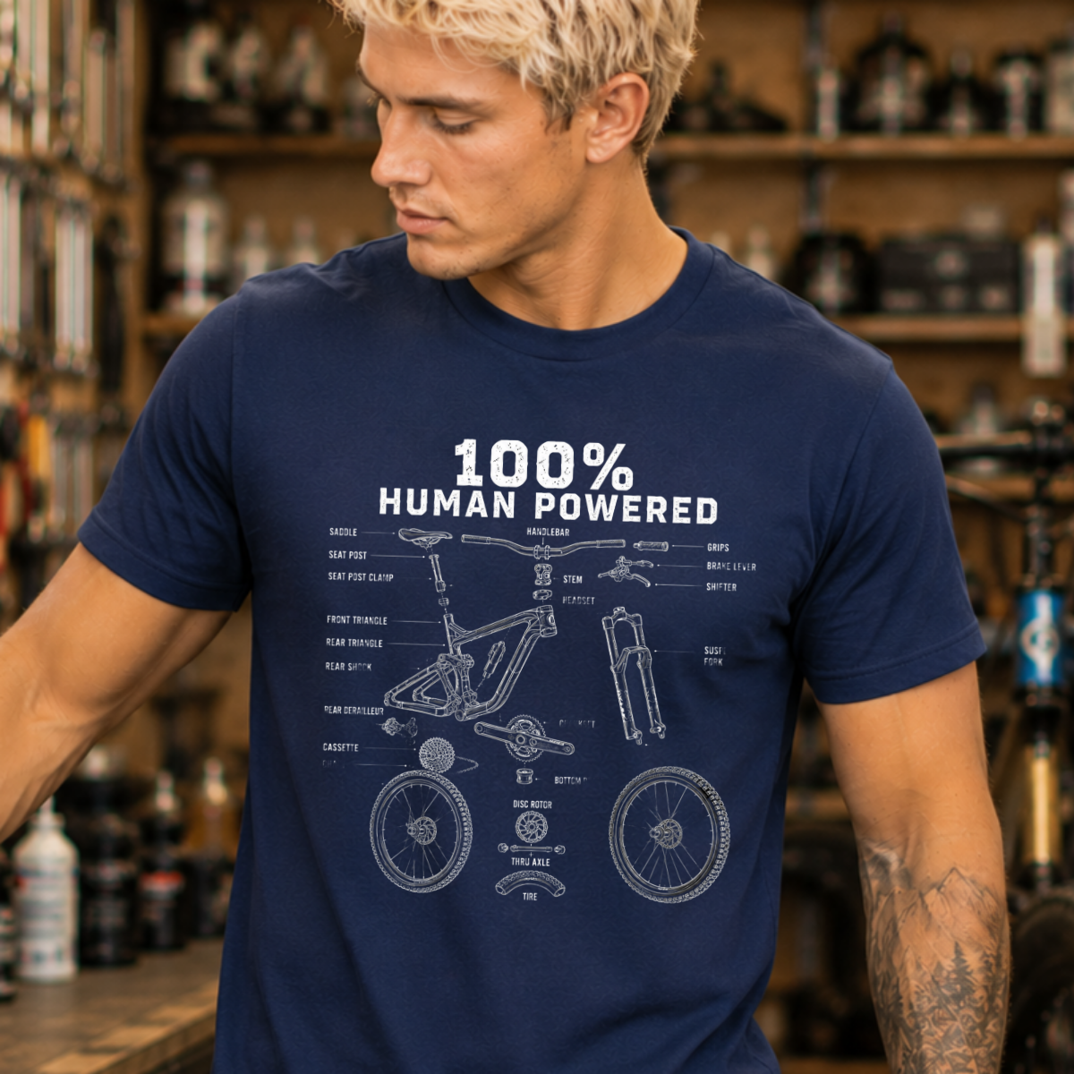 100% Human Powered Mountain Biking T-Shirt
