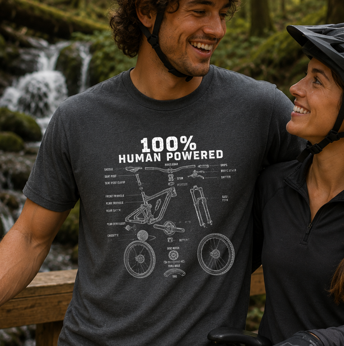 100% Human Powered Mountain Biking T-Shirt