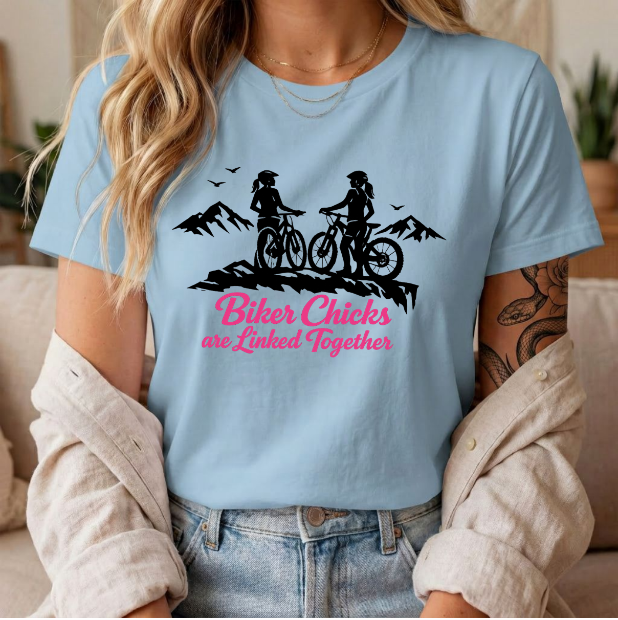 Biker Chicks Are Linked Together | Womens Mountain Biking Shirt