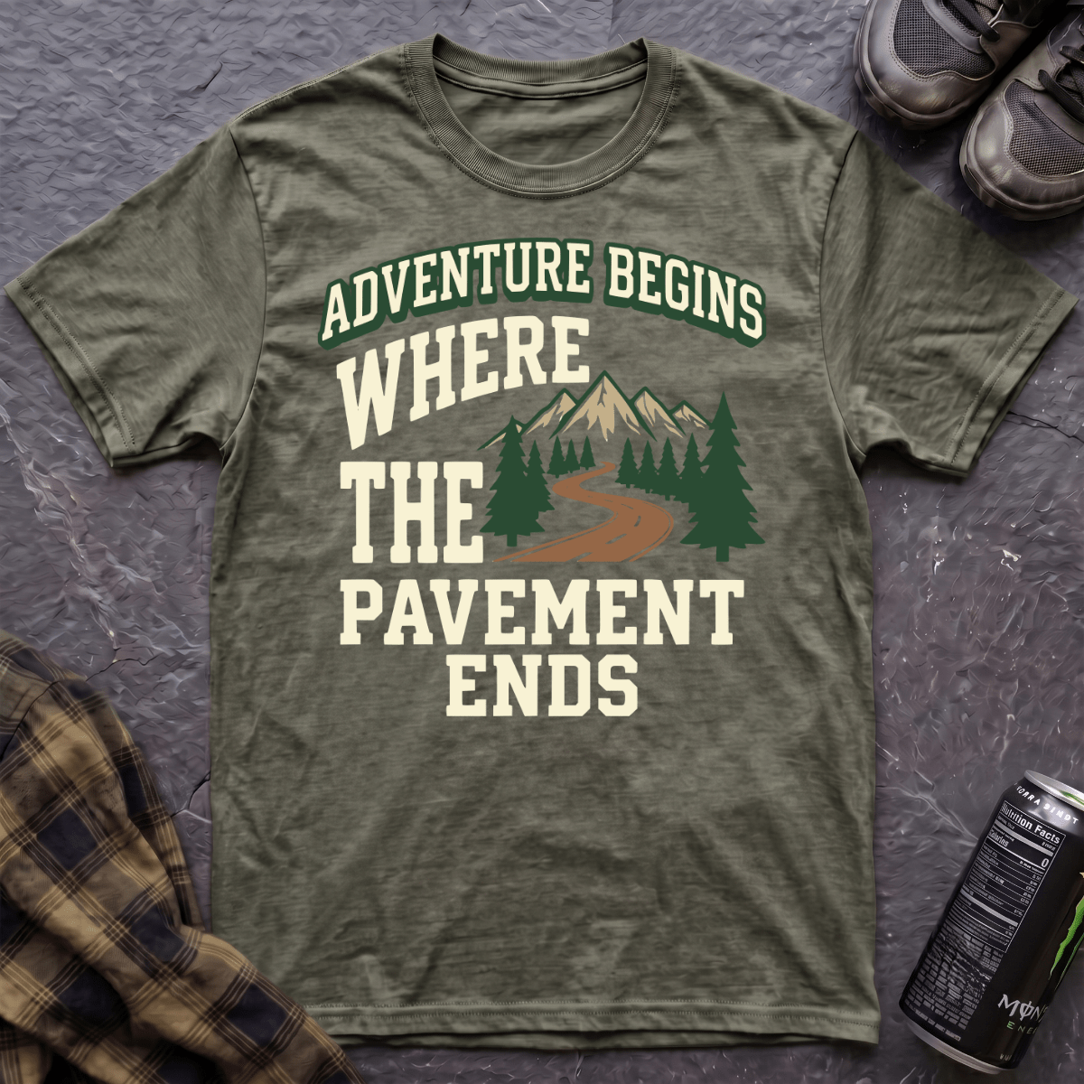 Adventure Begins Where The Pavement Ends T-Shirt - AspenCrestOutdoors