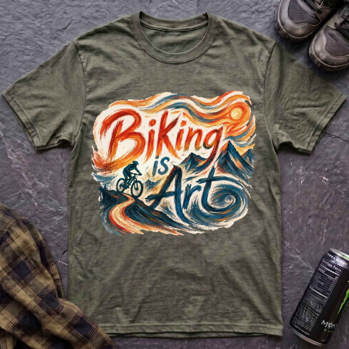 Biking Is Art Van Gogh T-Shirt - AspenCrestOutdoors