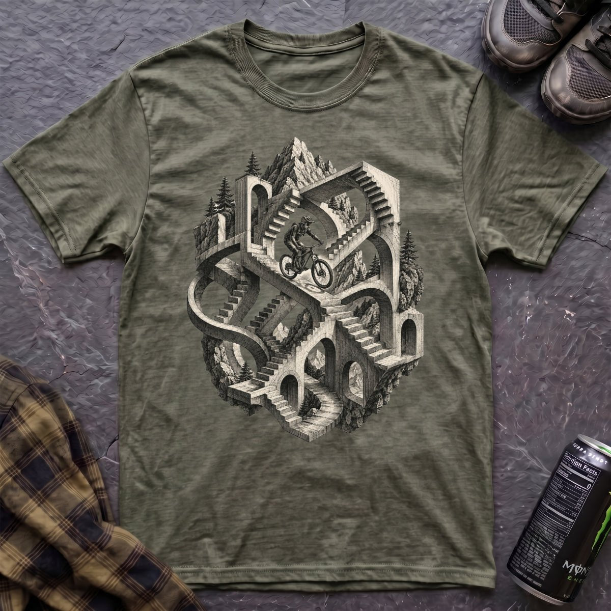Escher Bike T-Shirt - AspenCrestOutdoors