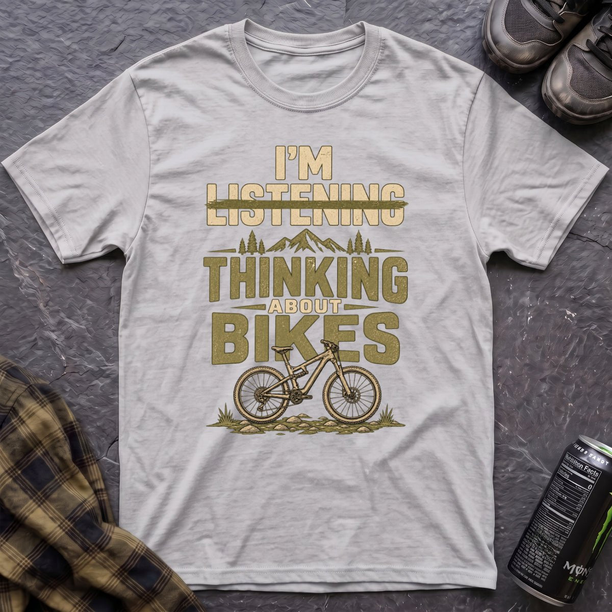I'm Thinking About Bikes T-Shirt - AspenCrestOutdoors