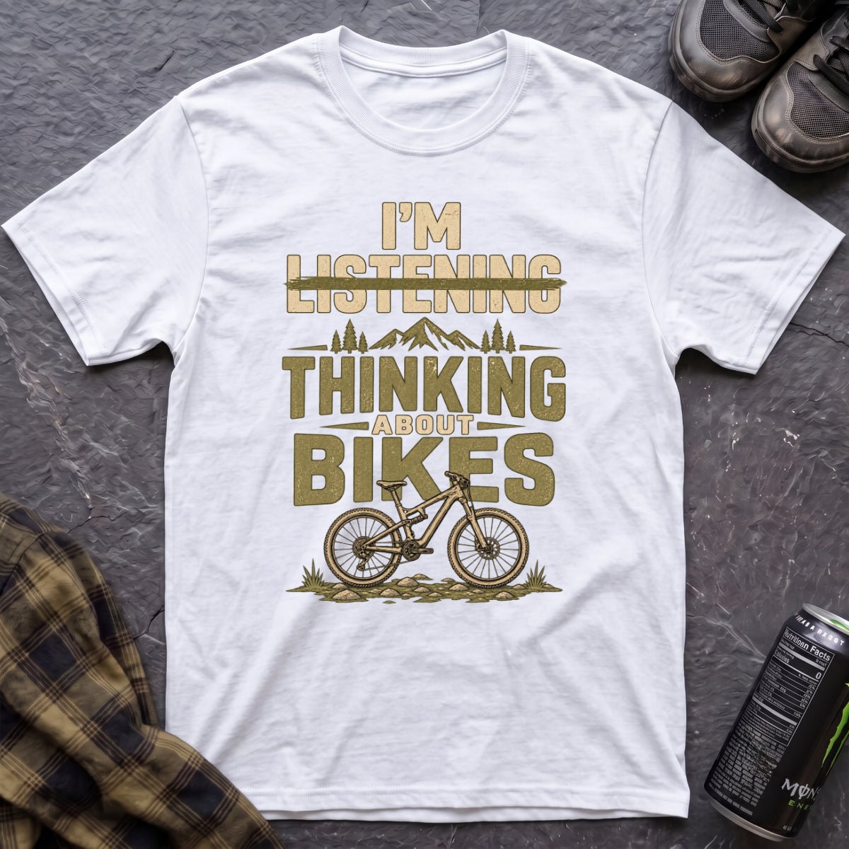 I'm Thinking About Bikes T-Shirt - AspenCrestOutdoors
