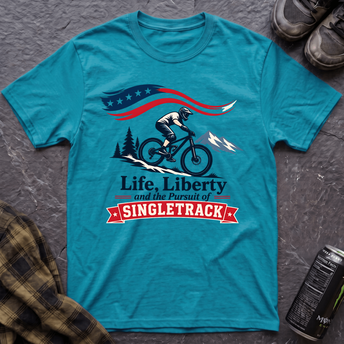Life, Liberty, Singletrack T-Shirt - AspenCrestOutdoors