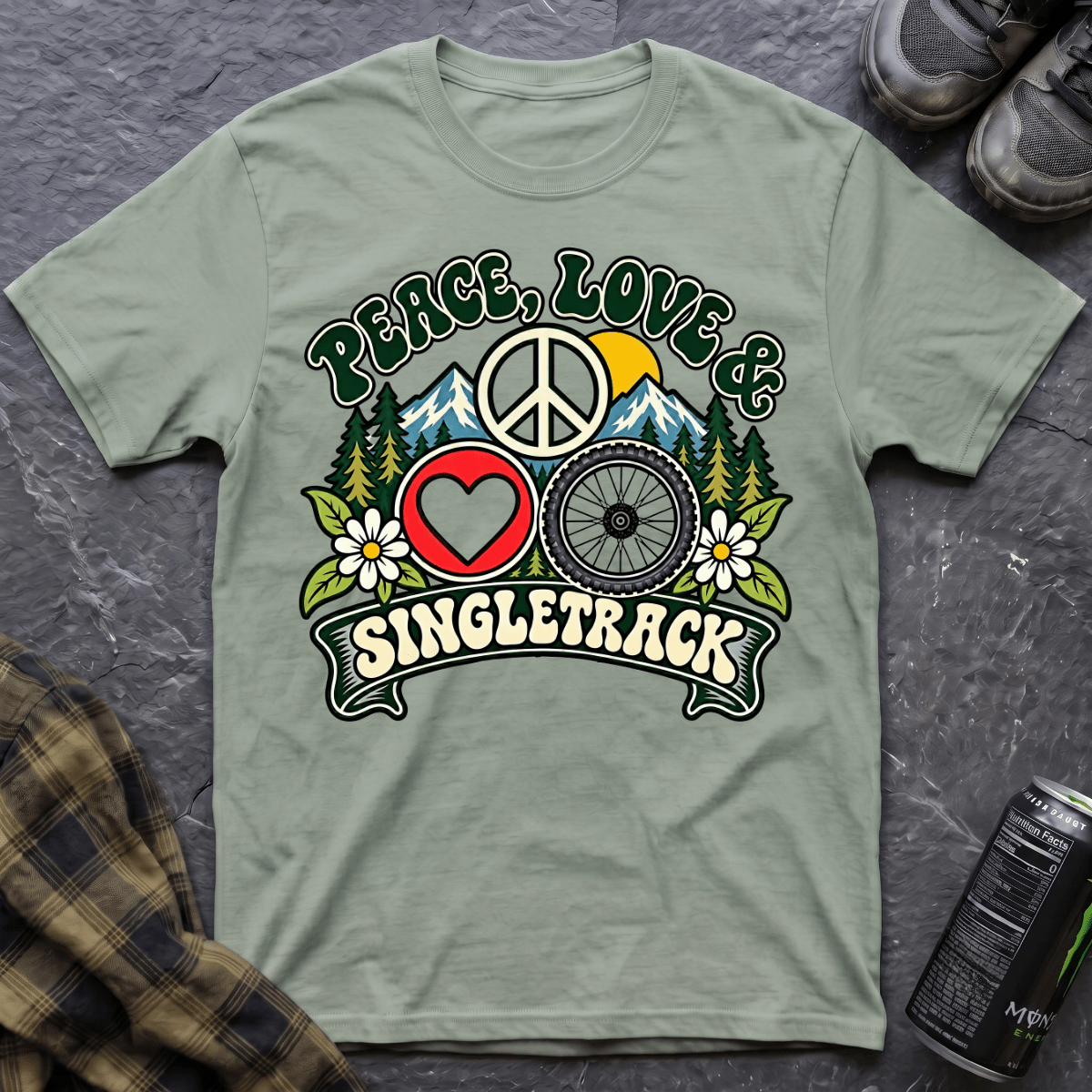 Peace, Love & Singletrack T-Shirt - AspenCrestOutdoors