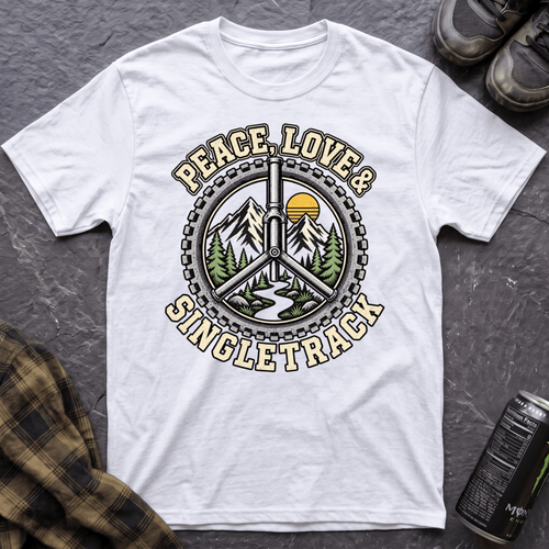 Peace, Love & Singletrack T-Shirt - AspenCrestOutdoors