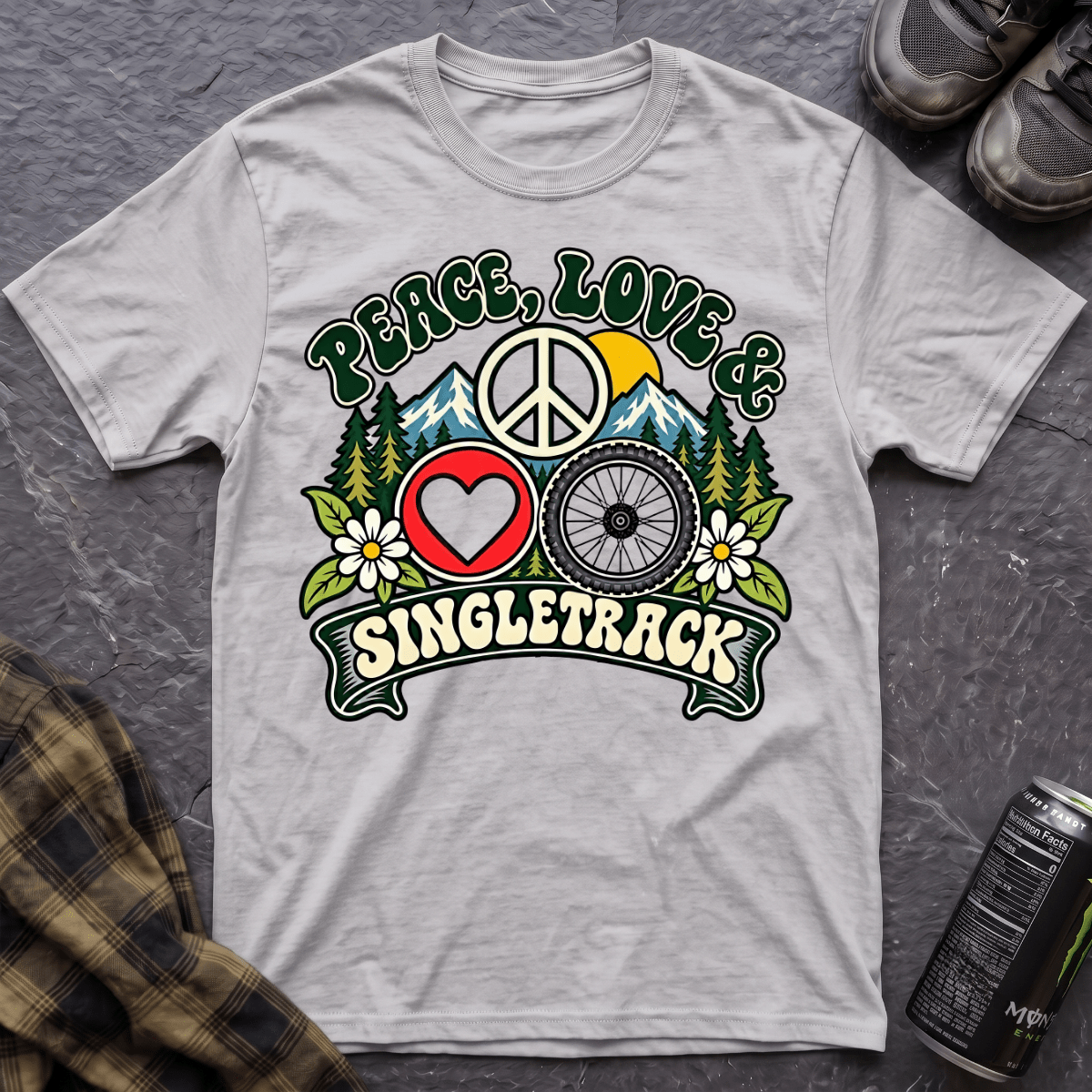 Peace, Love & Singletrack T-Shirt - AspenCrestOutdoors