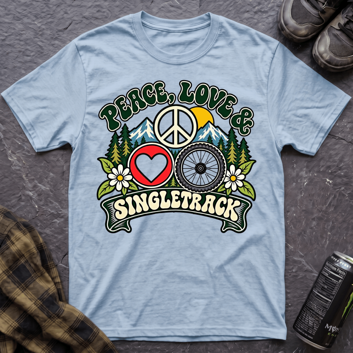 Peace, Love & Singletrack T-Shirt - AspenCrestOutdoors