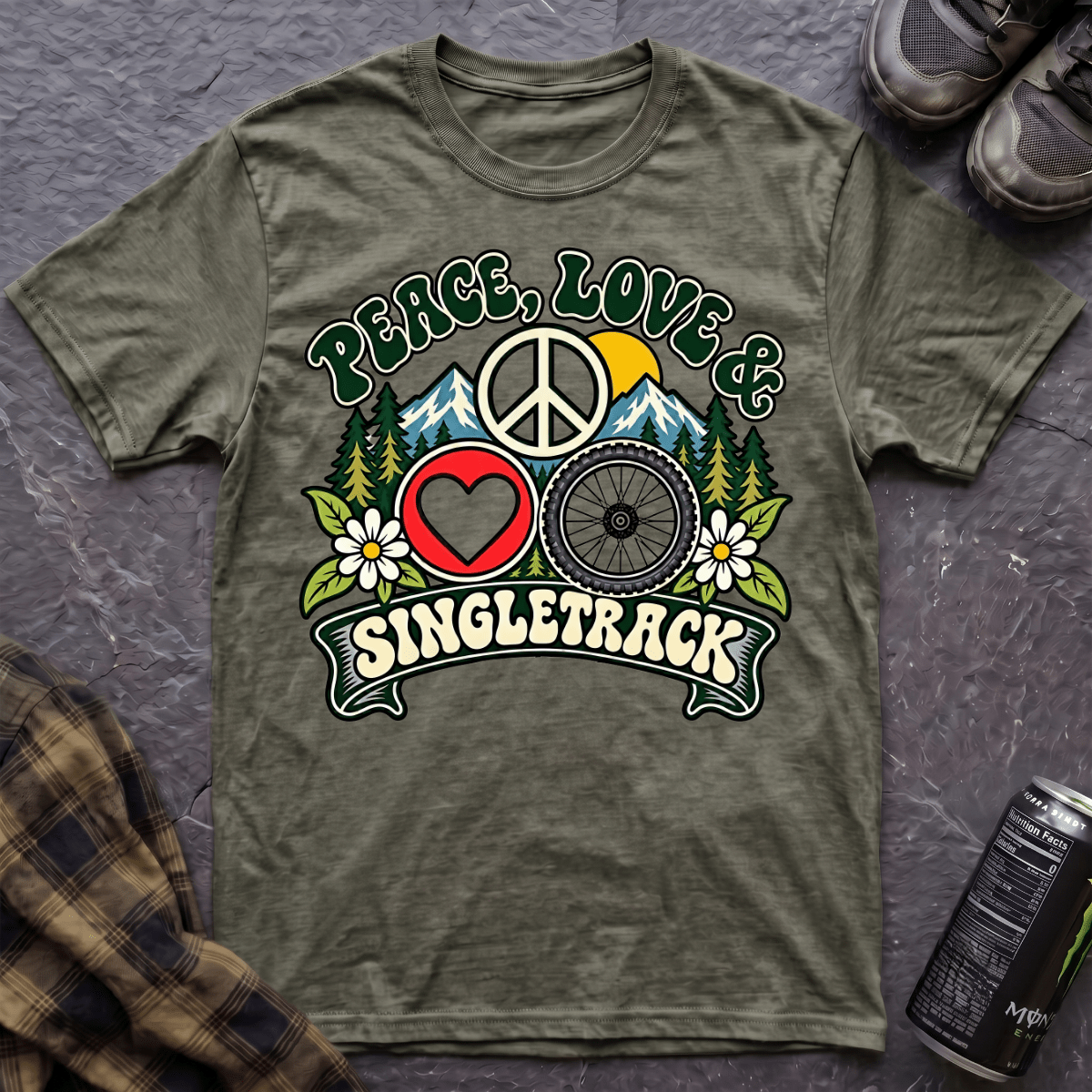Peace, Love & Singletrack T-Shirt - AspenCrestOutdoors