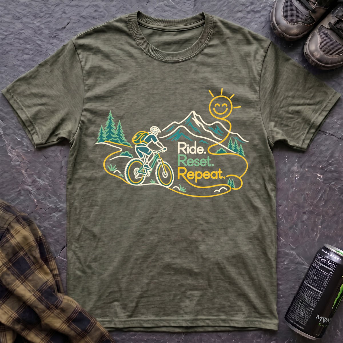 Ride.Reset.Repeat. T-Shirt - AspenCrestOutdoors