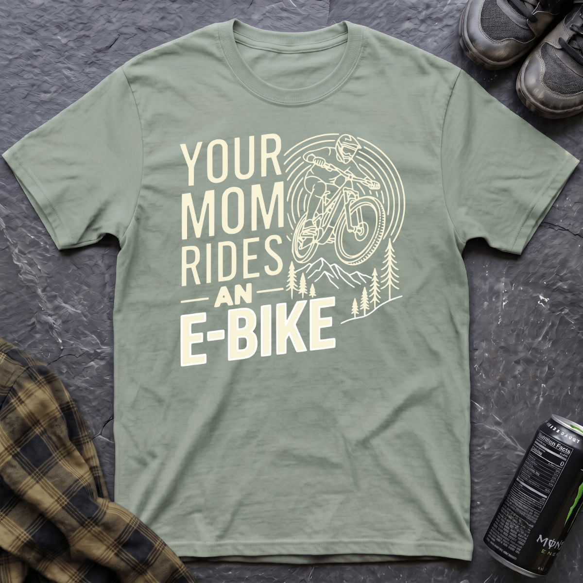 Your Mom Rides An E-Bike T-Shirt - AspenCrestOutdoors