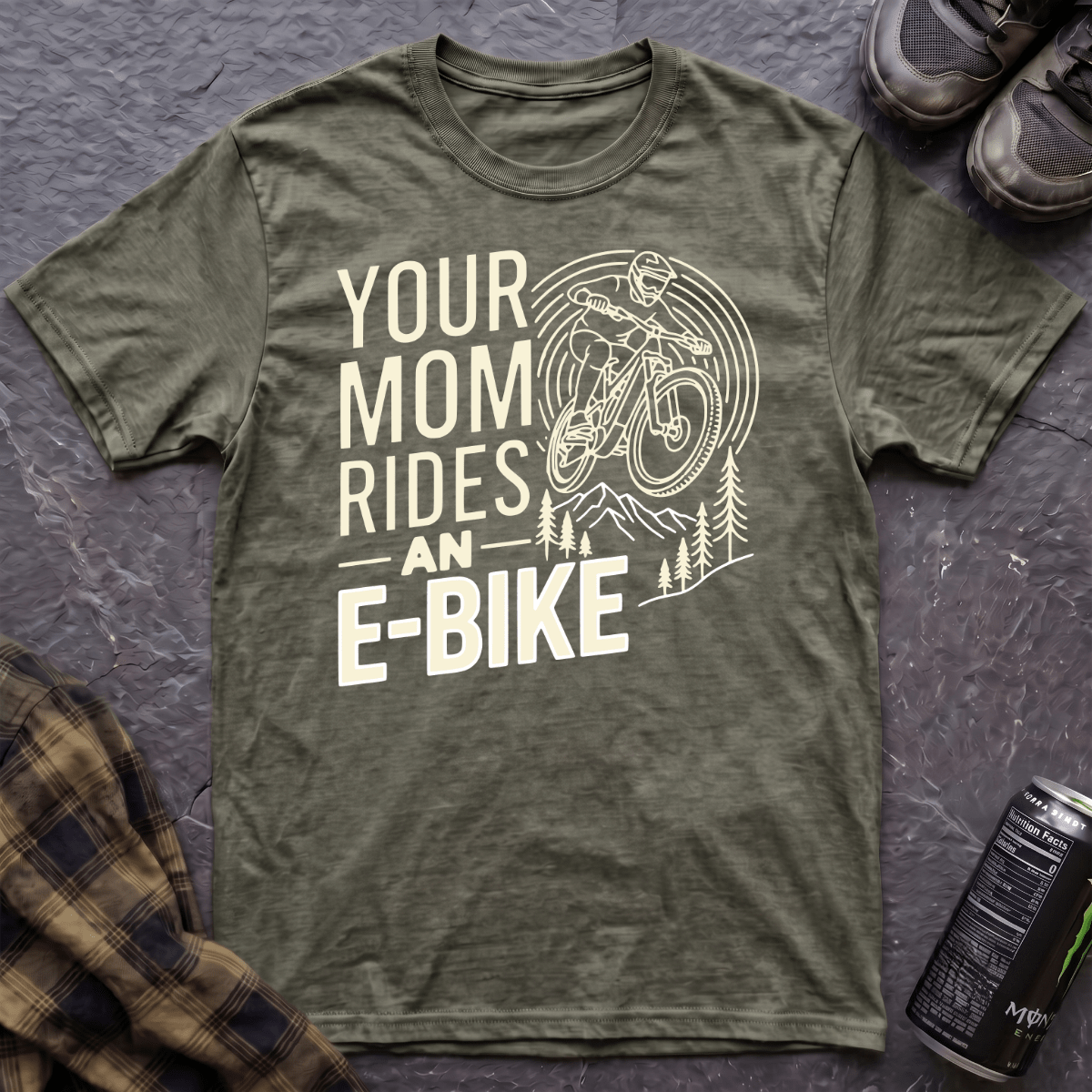 Your Mom Rides An E-Bike T-Shirt - AspenCrestOutdoors